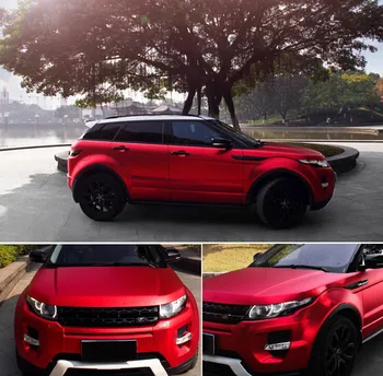 

Red Premium Car Satin Matte Chrome Plating Vinyl Film Wrap Sticker Sheet Air Release 60"x39.37"/1.52x1m
