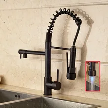 Тосканская бронза закончил бортике Кухня раковина кран Выдвижной Смеситель кран с светодиодный свет