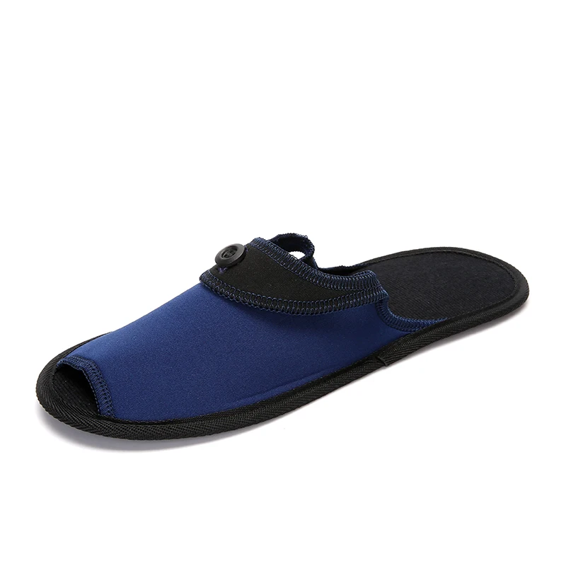 Деловые тапочки для путешествий; женские домашние тапочки; обувь на плоской подошве для полетов; однотонная женская обувь унисекс; Pantufa zapatillas mujer - Цвет: Синий