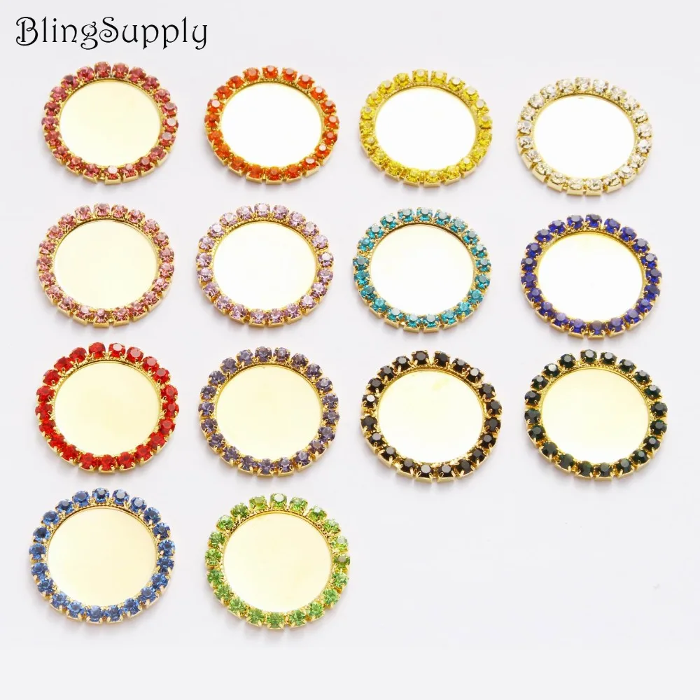 

10PCS 25mm gold rhinestone button cap setting can choose styles BTN-5494G