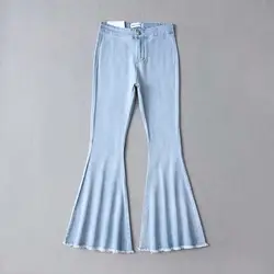 Efvandoloe женские джинсы скинни с завышенной талией push up denim Flare Штаны 2018 Повседневное синий черные джинсы