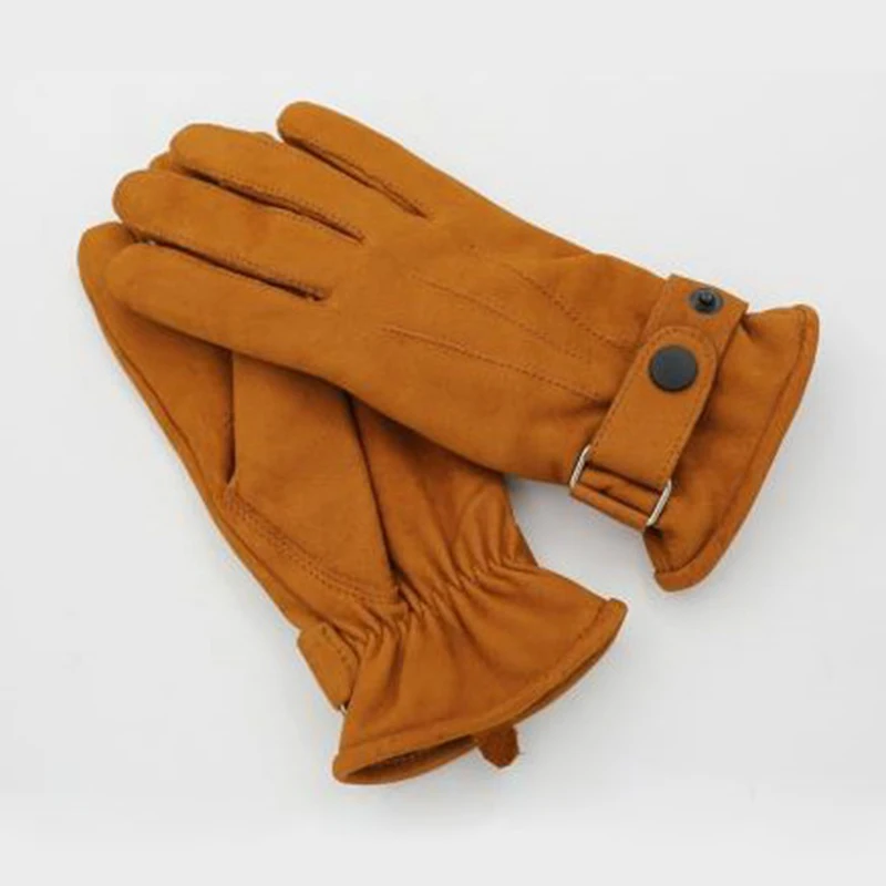 

Latest 2020 Male Winter Warm Fashion Plus Velvet Man's Cowhide Leather Gloves Matte Suede Gloves For Motorcycle TB132-2