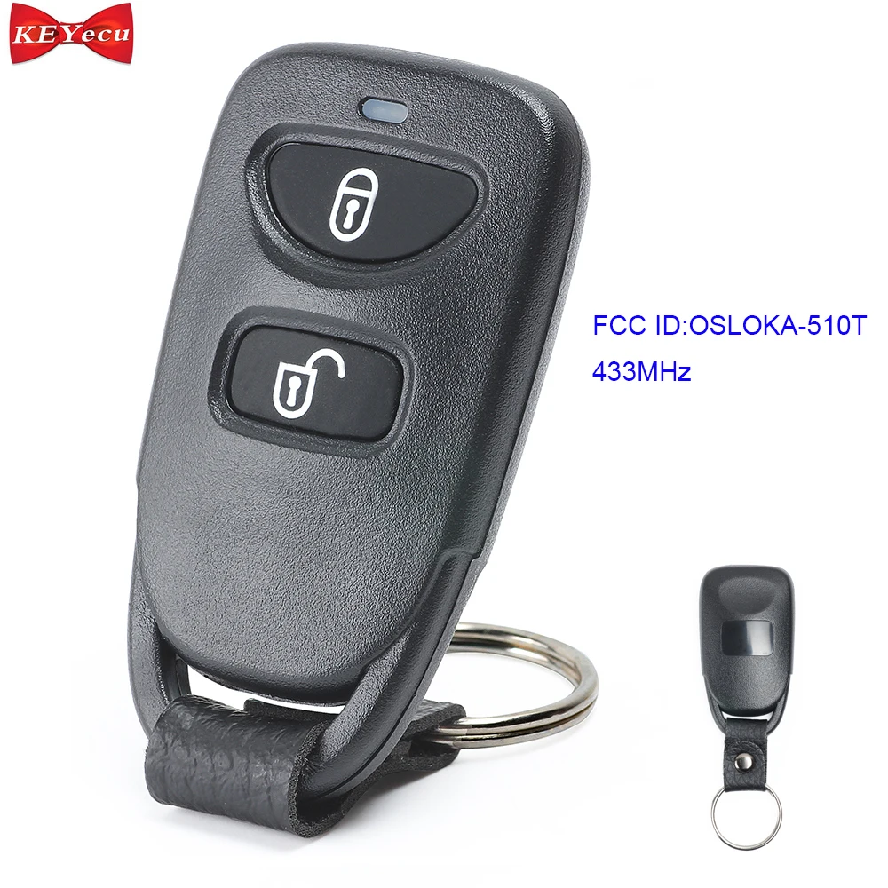 

KEYECU for Hyundai Old Elantra Santa Fe Smart Transmitter Remote Control Car Key Fob 433MHz 2 Button FCC ID:OSLOKA-510T