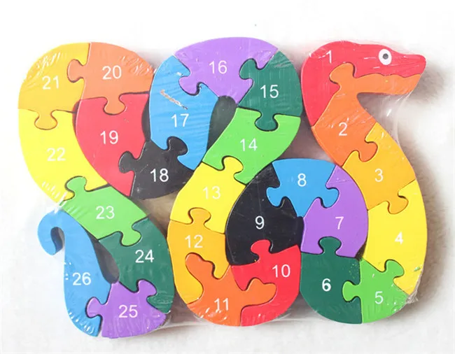 New wooden toy Animal Finger Snake Puzzle Baby toy Free shipping