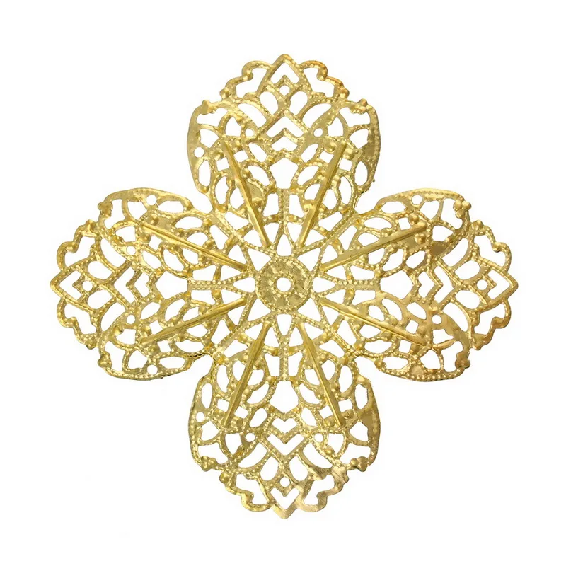 DoreenBeads Alloy Embellishments Findings Flower Gold Color 5.3cm(2 1/8