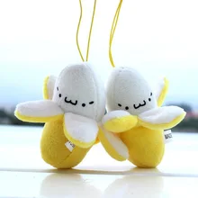 100pcs/lot Mini Banana Small Pendant With Chain Stuffed Plush By Phone Lovely Bananas Fruit Series Soft Toy Gifts For Children