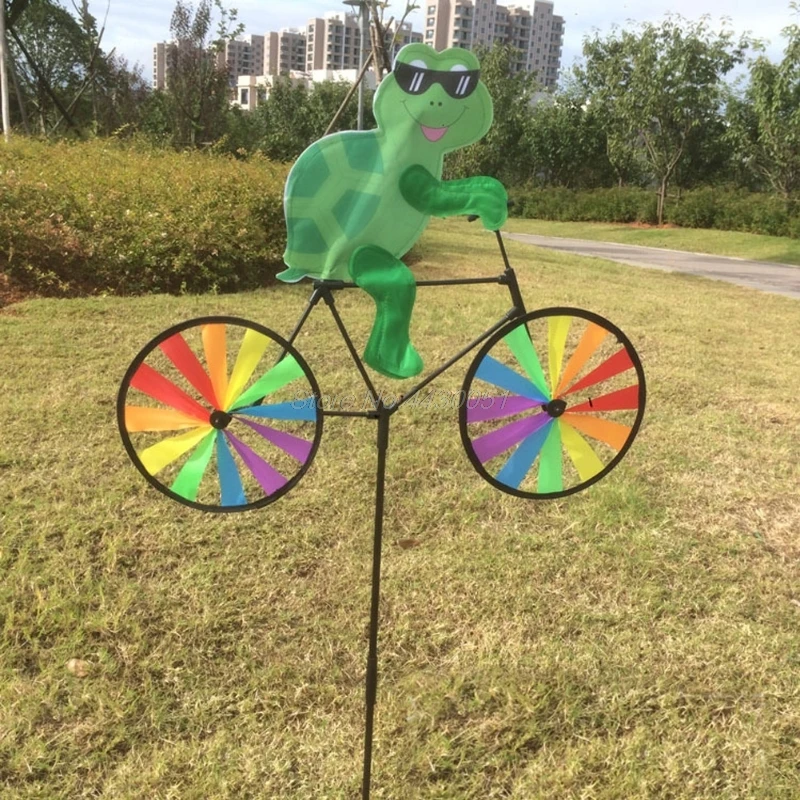 Милый 3D животное на велосипеде ветряная мельница Whirligig сад газон двор Декор ветер Спиннер