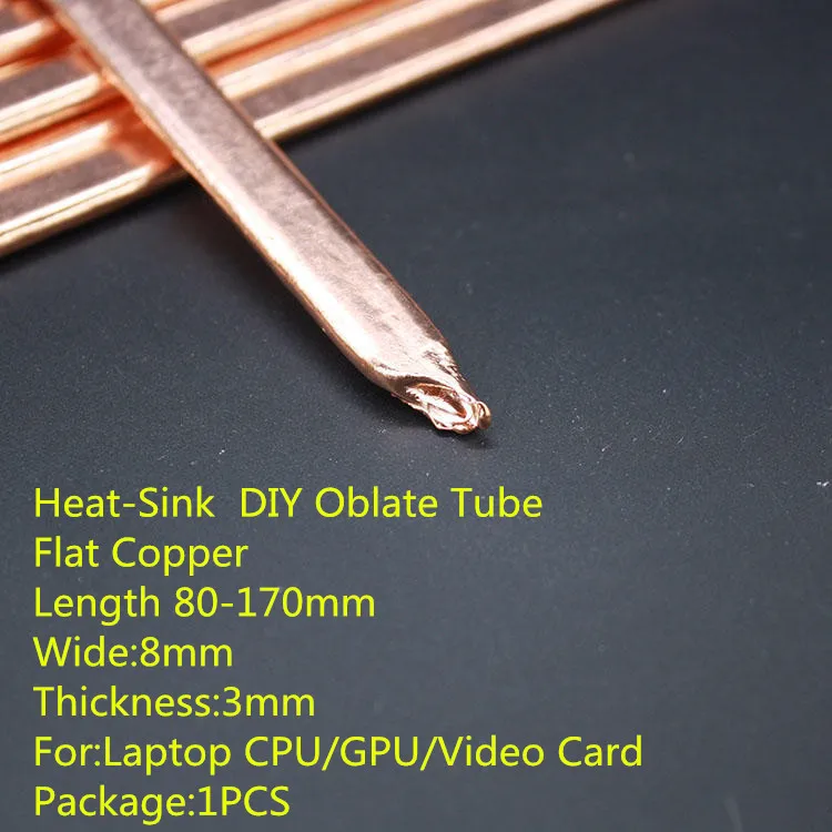 1 шт. HT001-1 теплоотвод теплопроводная труба плоские медные тепловые трубы Длина 80*8*3 мм ноутбук cpu/GPU/видео карточка ручная работа труба