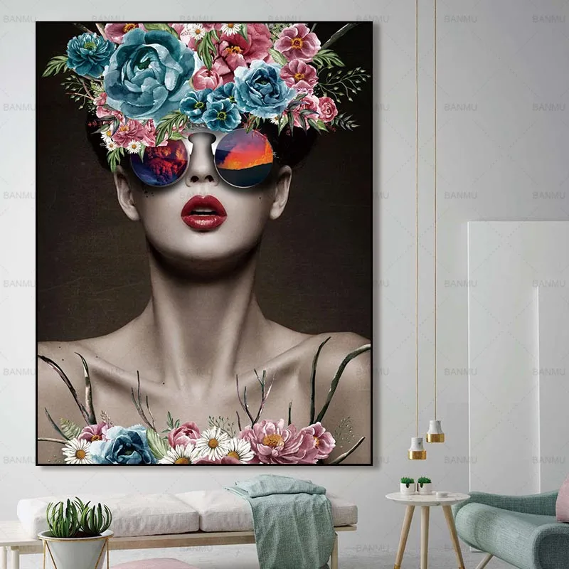 dusk abstract trippy lipstick girl lady poster