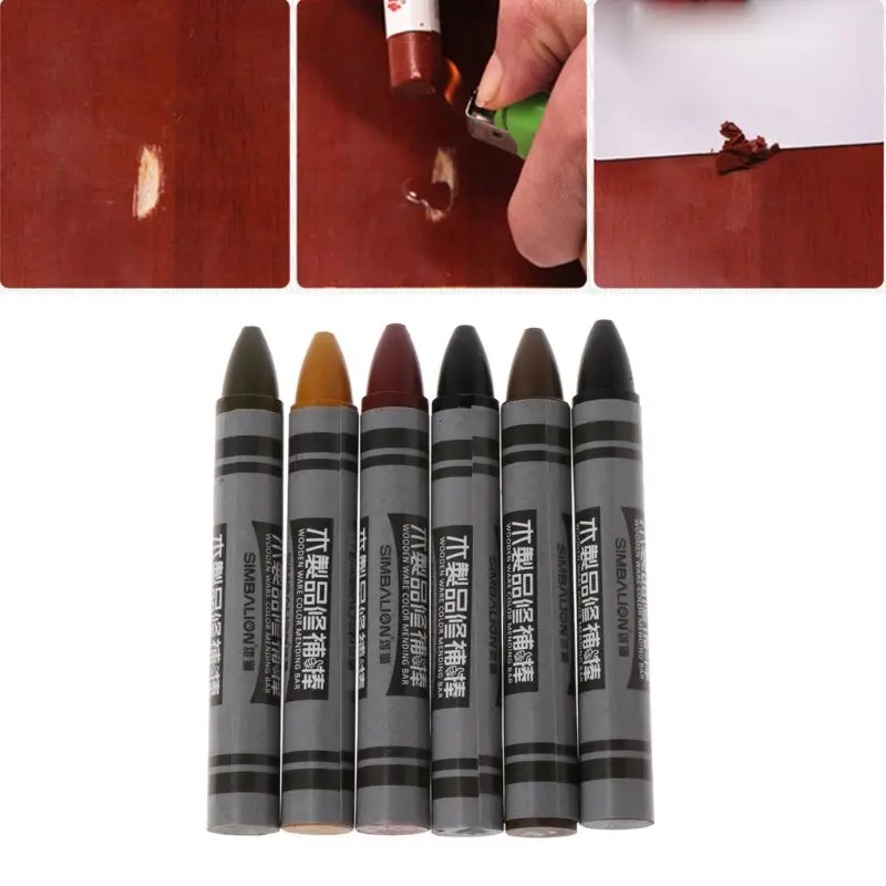 

6Pcs Furniture Marker Crayons Repair Kit Wood Touch Up Scratch Filler Remover