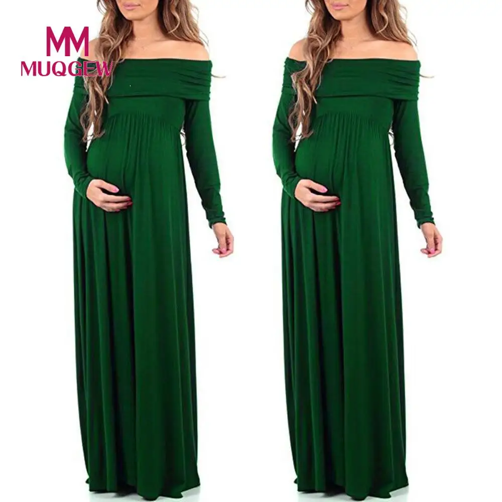 

MUQGEW 2019 Women Cowl Neck Pregnants Sexy Photography Props Off Shoulders Nursing Dress maternity dresses casual plus size #SS
