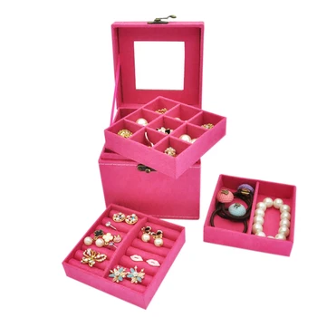 

CHFL-Korean Style Edition Three Layers Deer Flannel Jewelry Box/Jewelry Case/Storage Box