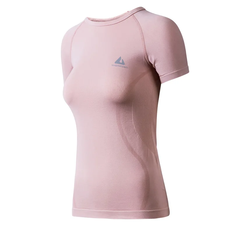 Monster фитнес Йога футболки топы для женщин Йога тренажерный зал компрессионная Женская Спортивная футболка бесшовная футболка с коротким рукавом Толстовка - Цвет: Pink