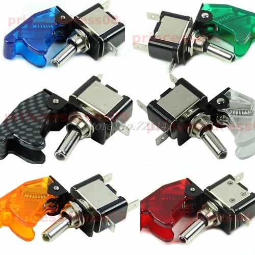 

1PC 12V Car Racing On Off Aircraft Type LED Toggle Switch Control Clear Cover 4Color