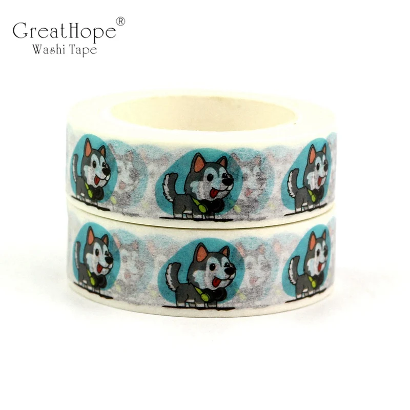 

2PCS/Lot Cute Husky Dog Washi Tapes Japanese Paper DIY Planner Masking Tape 1.5cmx10m Adhesive Tapes Stickers Decor Stationery
