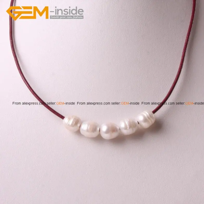 9-10mm Pearl Necklace With Black Rope Fashion Jewe...