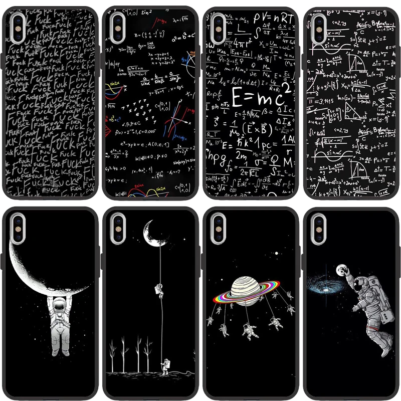 Фото Космическая Луна астронавт Математика английские Чехлы для iphone 7 8 X SE чехол 6 7plus XR