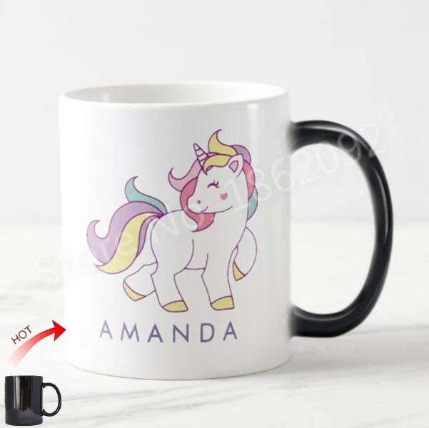 

Custom Unicorn Magic Mug Personalised Unicorn Morph Mugs Heat Sensitive Color Changing Kids Coffee Cup Ceramic Magical Mugs Gift