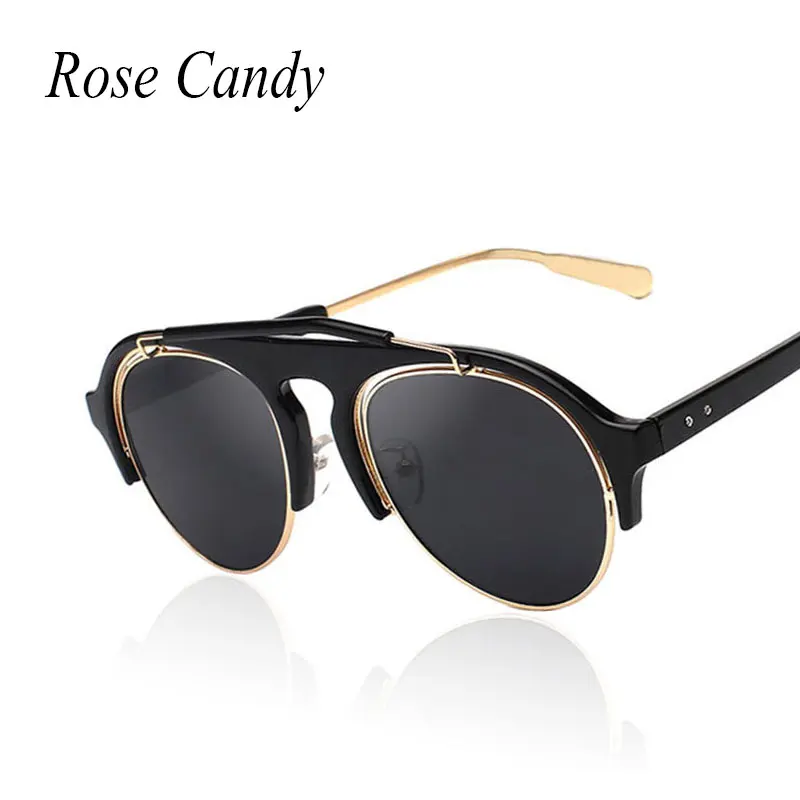 Rose Candy Brand Pilot Sunglasses Hippie Sunglasses Men Women Fashion Oval Jade Sun Glasses Male