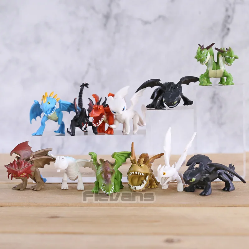

How To Train Your Dragon 3 Toothless Light / Night Fury Deathgripper Hogflies Mini PVC Figures Toys Set