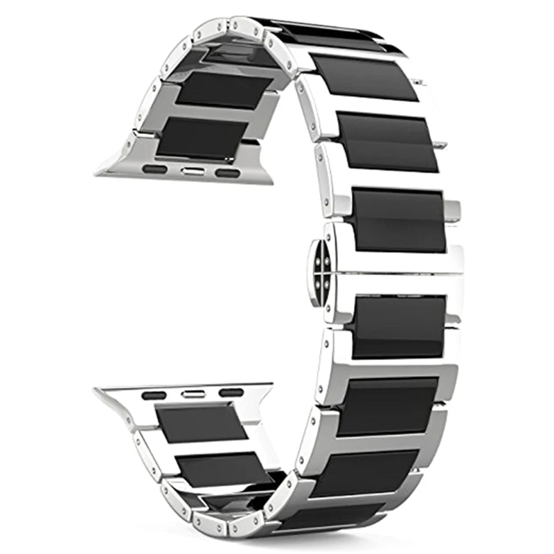 

Luxury Stainless Steel Ceramic Bracelet Band for Apple Watch 38mm 42mm Strap for Apple iWatch 40mm 44mm Series 1 2 3 4 Watchband