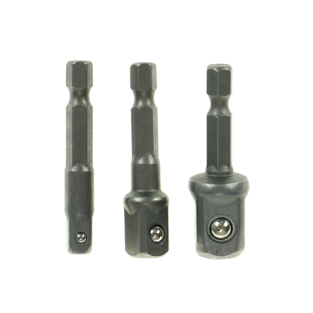 

High Quality 3pcs/set 1/4 3/8 1/2" 3PC Impact Drill Socket Adapter Bits Set Mini Extension Rod Power Tools Nut Driver