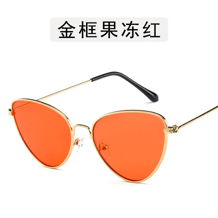Новые кошачьи солнцезащитные очки для женщин модные красные линзы солнцезащитные очки Оттенки для женщин Роскошные дизайнерские очки оправа с плоскими линзами - Цвет линз: gold rose