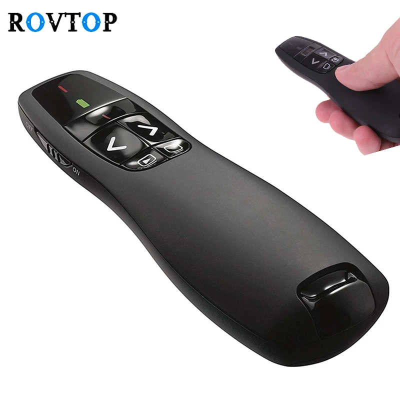 

Rovtop 2.4GHz USB R400 Wireless PPT Remote Control Portable Handheld Presenter Remote Control Red Laser Pen For Powerpoint Z2