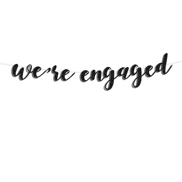 we're engaged Banner,Silver/Gold Glitter Letter Sign Backdrop,Bridal ...