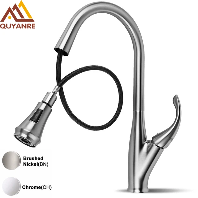 Special Offers Quyanre Kitchen Pull Out Faucet Chrome Brush 360 Degree Swivel Spray Single Handle Mixer Sink Tap Faucet Torneira Kitchen Faucet