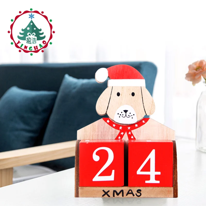

Merry Christmas Xmas Calendar Decorations Santa Wooden Calendar Advent Calendar Countdown 2019New Year dog Christma Gifts Crafts