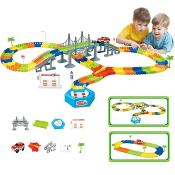 

192Pcs DIY Varied Assembled Electric Car Racing Tracks Roller Coaster Puzzle Accessories for Kid Birthday Gift Toy -Color Random