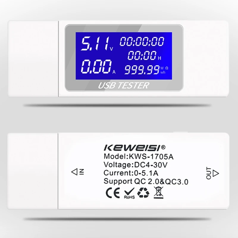 USB Tester Digital Voltmeter Current Voltage Charger Capacity Detector Indicator
