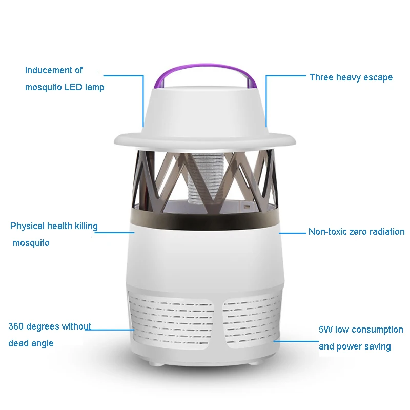 Убийца комаров бытовой светодиодный комаров убийства ловушку лампы ошибка летающих насекомых вредителей Zapper фиолетовый освещения сосать устройства