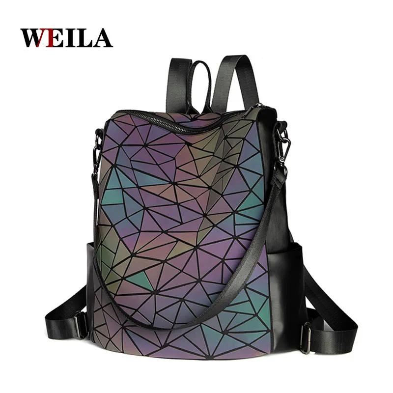 

Luminous large Women Backpack Female plaid Sequin Backpack Design School Backpack For Teenage Girls holographic Laser Backpack