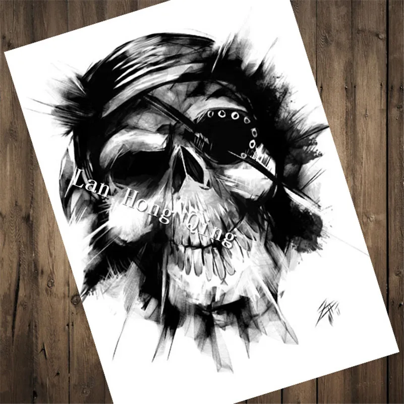 Hairdresser Tattoos kraft paper about "Monocular skull" for kichen