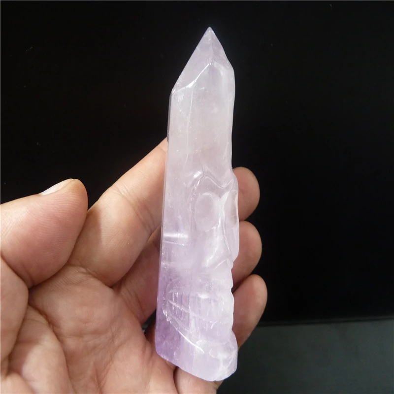 

NATURAL Amethyst QUARTZ CRYSTAL WAND skull T328