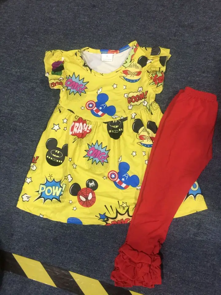 

Girls' clothing set with cute cartoon fabric kids wear outfits