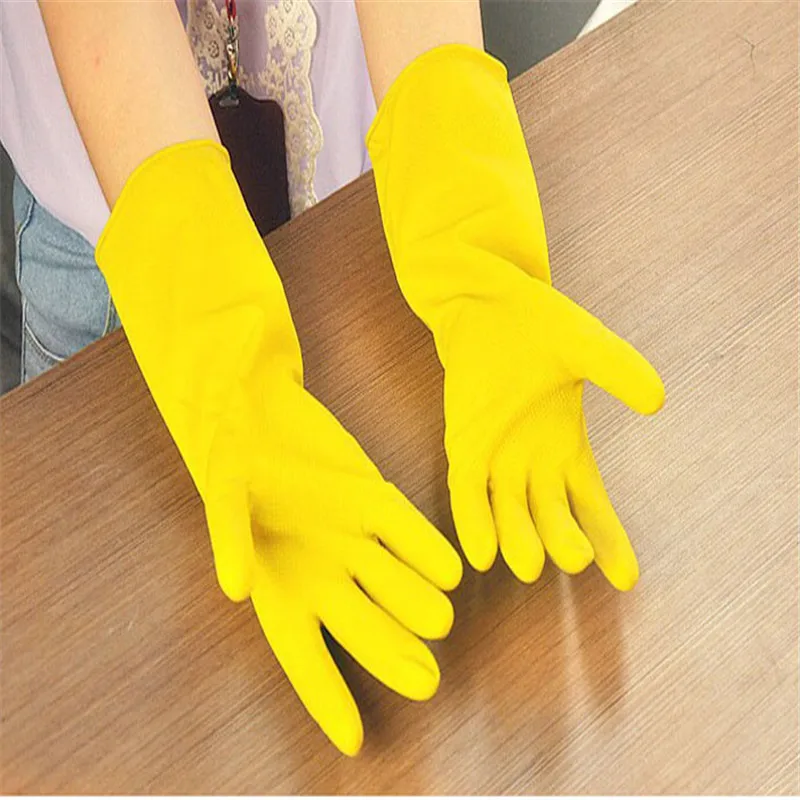 Водонепроницаемые резиновые перчатки из латекса для мытья посуды Прачечная работа по дому Волшебная Чистка овощей - Цвет: Yellow