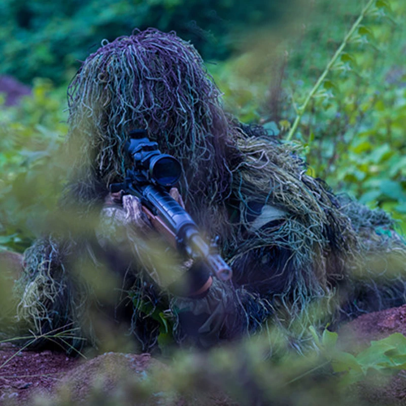 

3D Universal Camouflage Suits Woodland Clothes Adjustable Size Ghillie Suit for Hunting Army Military Tactical Sniper Set Kits