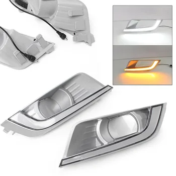 

Pair DRL Car Indicators White & Yellow Lighting Daytime Running Driving Lamp Day Work Light Cover For Ford Ranger 2015 2016 2017