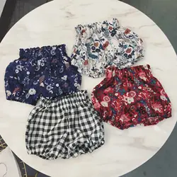 От 1 до 5 лет Kawaii новорожденных детские шорты-шаровары PP брюки хлопок цветок хлопка клетчатые шорты для маленьких девочек летние брюки