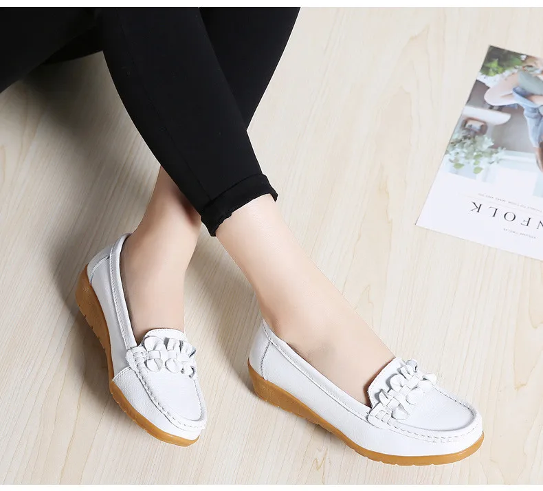 Women Ballet Flats Shoes Genuine Leather Loafers Shoes Woman Slip-on Flats Ladies Shoes Heels Creepers moccasins (7)