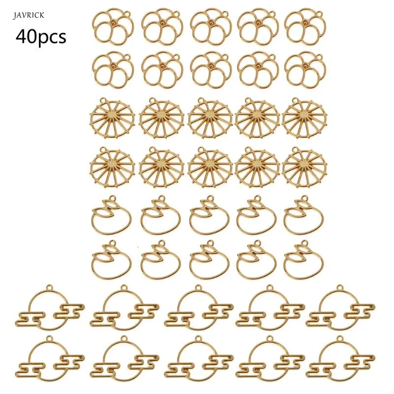 

40 Pack Resin Metal Frame Pendant Open Back Bezel Setting UV Resin Jewelry DIY