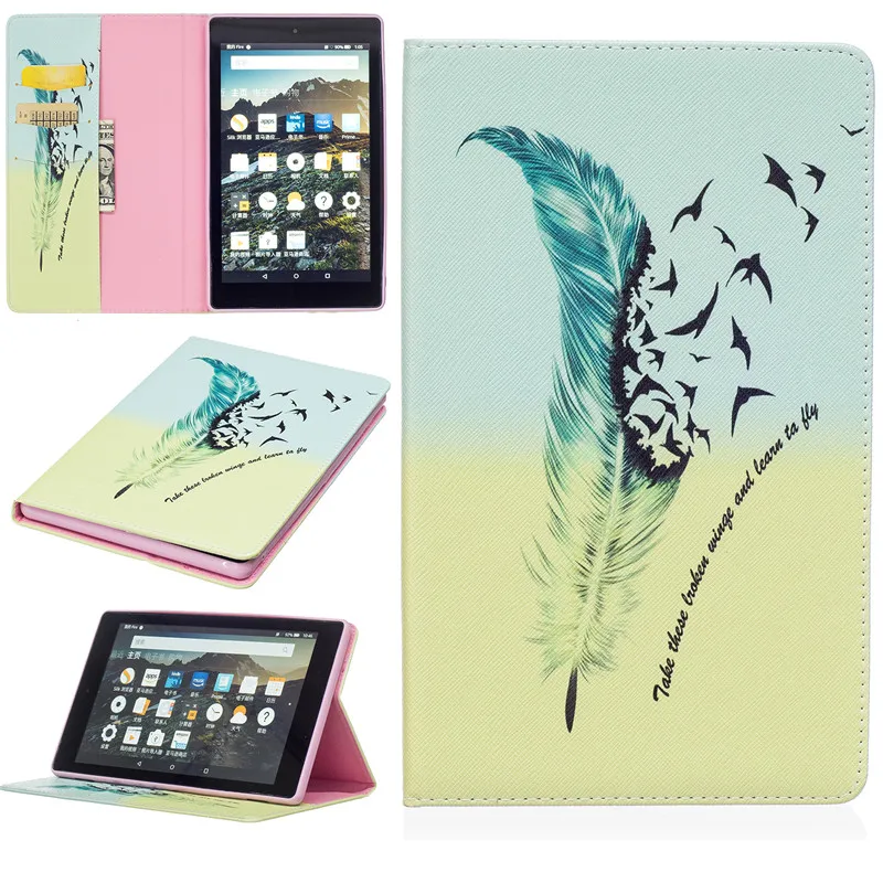 Butterfly Owl Bear Cartoon PU Leather Flip Stand Cover Cases For Amazon Kindle Fire HD 8 HD8 2016 8.0 inch Tablet Case Fundas