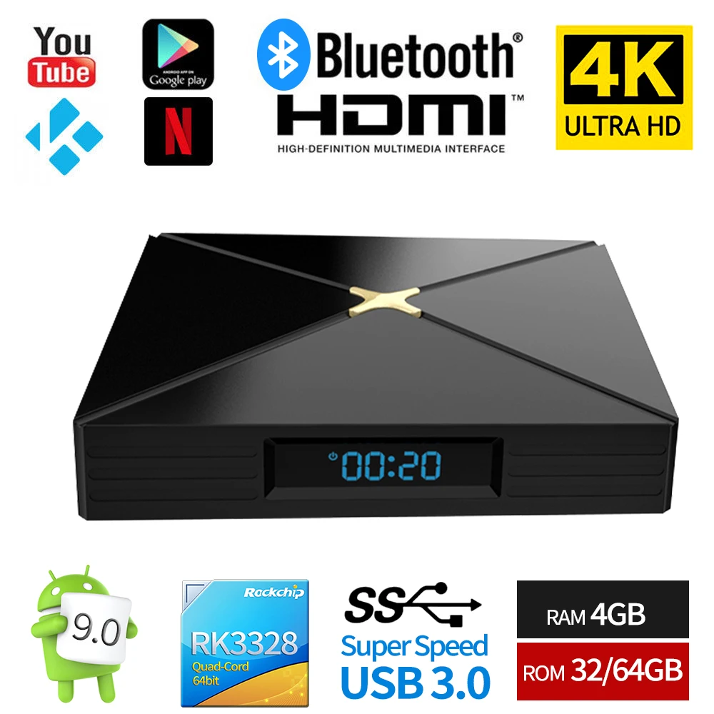 XiPu industry YSE Android Tv Box 9.0 RK3328 4GB 32GB 64GB OS9.0 Free IPTV box With Keyboard i8 BT4.1 2.4/5.8G WIFI smart tv box