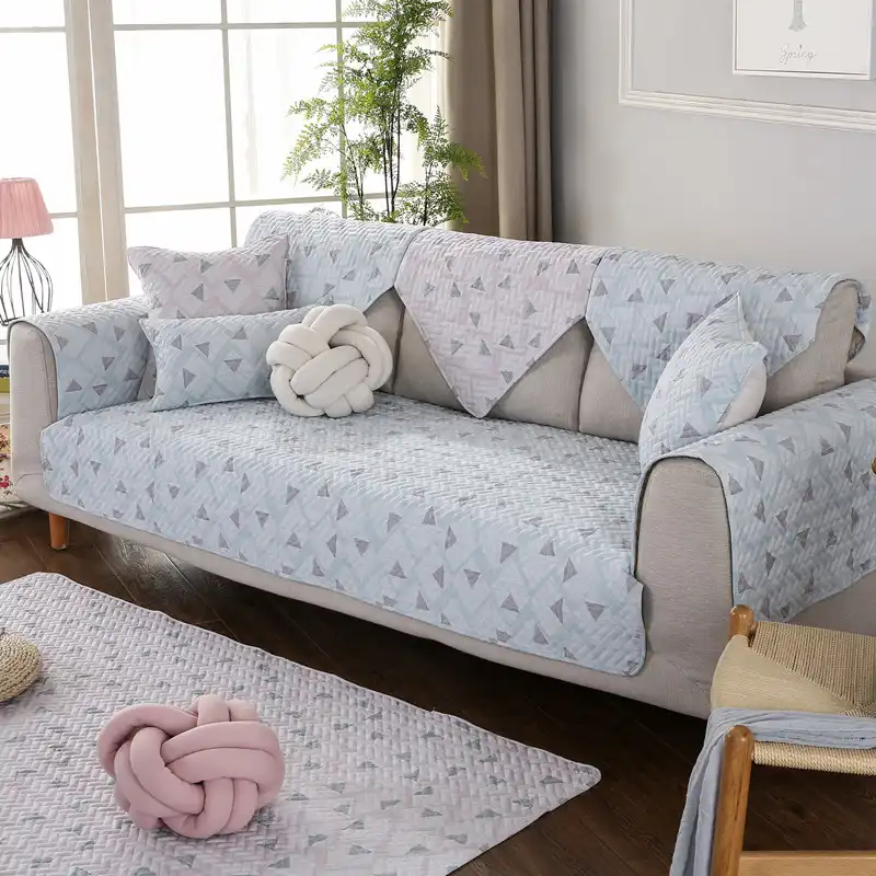 Geometric Cotton Sofa Cover Modern Four Seasons Non Slip Corner Sofa Cover Modern Four Seasons Non Slip