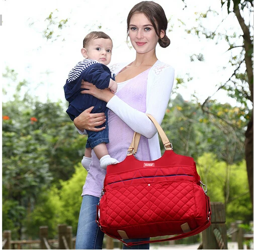 

New Brand Fashion Mummy Bag Argyle Checked Quilted Baby Diaper Nappy Bag Baby Bag