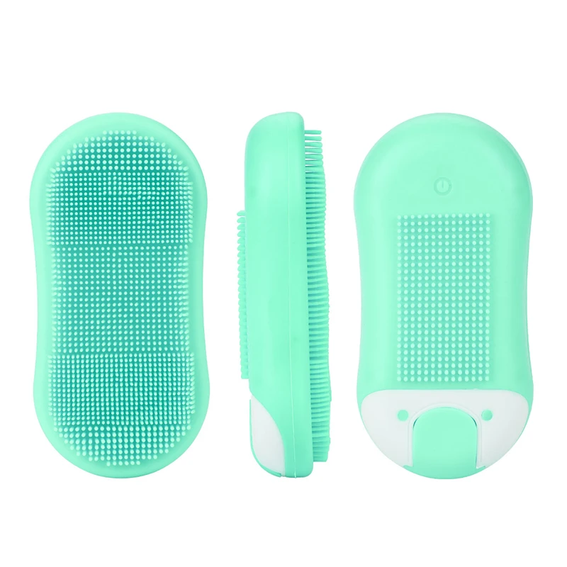 USB Rechargeable Sonic Silicone Facial Cleansing Brush Long Handle Massage Brush Bath Shower Brush Exfoliation Acne Removal 35