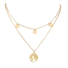 Круглый полый многослойный браслет с картой мира, модное ожерелье для путешествий, подарок на День Земли, персонализированные ювелирные изделия